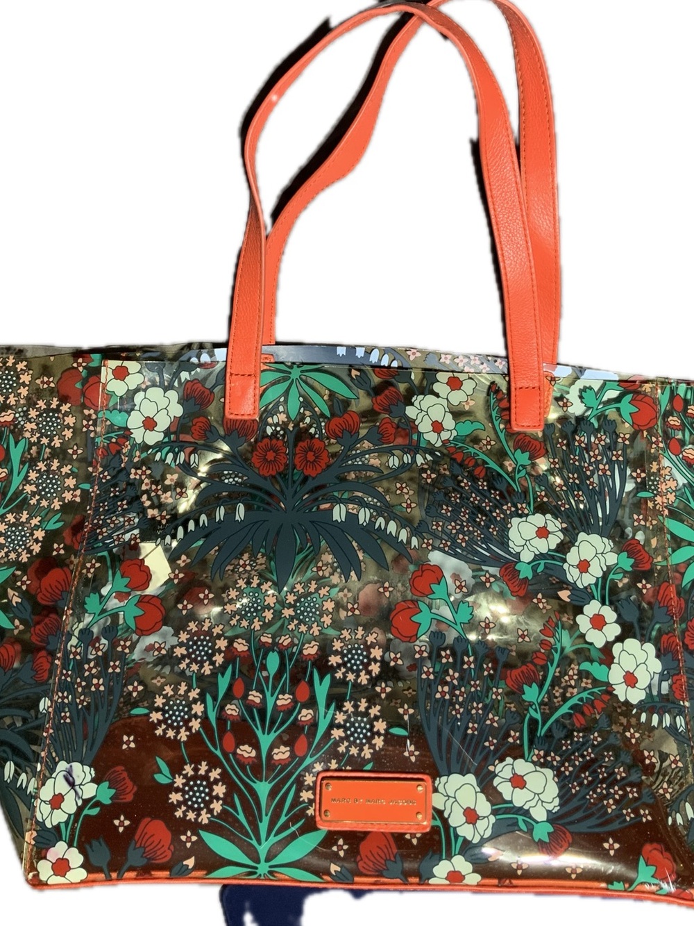 Marc By Marc Jacobs Transparent Printed Tote Shoulder Handbag Floral Print